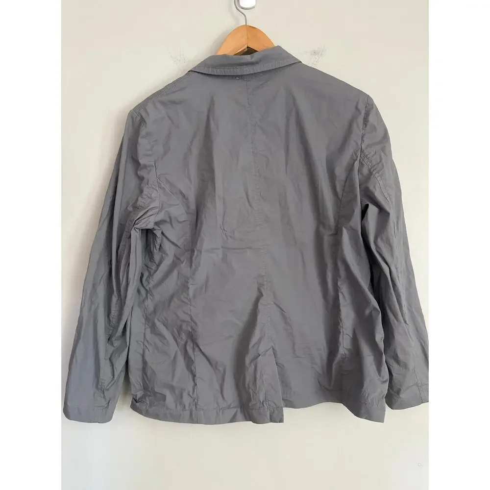 Eileen Fisher Womens M Cotton Poplin Notch Collar Blazer Jacket Gray Career - Picture 4 of 7